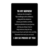 Aelciyue Nephew Gifts From Auntie - Valentines Day Gifts For Nephews Mothers Day Birthday Graduation Gift For Nephew Christmas Gift Valentines Fathers Days Keepsake Black Wallet Greeting Card