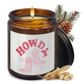 Pink Western Cowgirls Gifts For Girls Women, Trendy Preppy Howdy Cowgirl Boots Candle, Pink Christmas Birthday Gifts For Teen Girls, Cedar Fragrance Scented Candles, 8 Oz