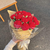Crochet Flowers,1Pcs Knitted Artificial Wool Red Rose For Girl Gift Wedding Bouquet Mothers Day Anniversary Valentine'S Day Women'S Day