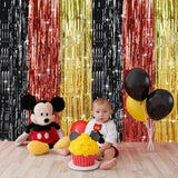 Black Red Gold Door Streamers Metallic Foil Backdrop for Party Decor