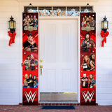 2Pcs Wrestling Birthday Porch Sign Door Hanging Banner Decorations