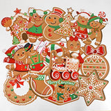 Christmas Gingerbread Man Hanging Banner, Merry Christmas Backdrop Banner-Snowflake, Christmas Tree, Candy Canes, Christmas Stockings Design Christmas Party Decorations Winter Home Ornament