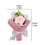 Crochet Flower Bouquet Handmade Knitted Bouquet Crochet Flowers Kit Knitted Fake Puff Flower, Gift For Mother Wife On Birthday Anniversary (Pink)