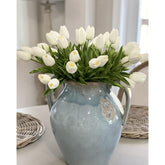 White Tulips Artificial Flowers 18Pcs Faux Silk Tulip Real Touch Tulip Fake Flowers Bouquets Arrangements For Mother'S Day Easter Spring Flowers Gifts Home Table Decor