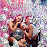 Disco Party Decorations Silver Disco Ball Banner Honeycomb Centerpieces Pack