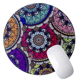 Round Mandala Colorful Design Mouse Pad - 9" Diameter, 3Mm Thick Non-Slip Rubber Base, Stitched Edge - Computer Gaming Desk Accessories For Home Office
