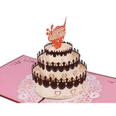 AIT Pop Up Greeting Cards for Birthday, Happy Birthday Thank You Card, Cute Cake 3D Birthday Cards for Women Men, Mom Dad, Wife Husband Daughter, Cake -Red