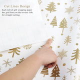 4 Rolls Christmas Wrapping Paper With Cut Lines On Reverse,Coated Paper With Golden Christmas Elements(30In × 144In Per Roll)