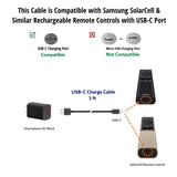 USB-C Charge Cord Wire & AC Block for TV, SolarCell Solar Cell, Smart TV, Frame TV & Similar Remote Controls Needing a USBC Charger/Charging