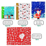 Holiday Drawstring Gift Bags, 30Pcs Christmas Foil Gift Wrapping Sacks Pouches For Xmas Presents Party Favor (Large Medium Small)