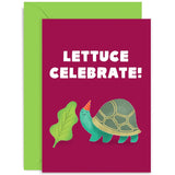 Old English Co. Lettuce Celebrate Card - Cute Funny Tortoise Congratulations Card For Him Or Her - Birthday, Exam Results, Graduation For Friends And Family | Blank Inside With Envelope