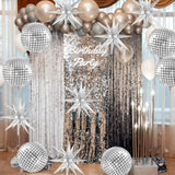 22" Silver Disco Ball & Star Foil Balloons for Birthday, Bachelorette & Holiday Decor
