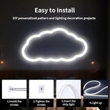 16.4FT White LED Neon Rope Light 12V Waterproof Cuttable Dimmable Strip Lights No Plug