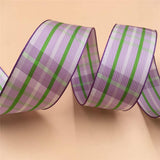Wired Purple Ribbon Plaid Taffeta,1-1/2" X 10Meters,For Easter,Spring, Summer, Birthday, Wreath, Birthday, Gift Bows, Christmas