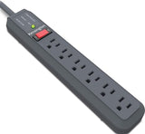 6 Outlet Surge Protector Power Strip 15FT Extension Cord 540J Flat Plug Wall Mount Black