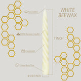 Beeswax Taper Candles Set Of 4,Spiral Taper Candle Dripless Short Candle Sticks For Dinner Wedding Party Christmas Home Decorations - 7 Inch In Height- Off White