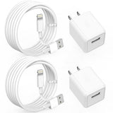 2 Pack USB Wall Charger with 6FT Lightning Cable Fast Charging Travel Charger for iPhone 14 13 12 11 iPad