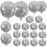 Silver Disco Ball Balloons: 70s Party Decorations, Mylar 20-Piece Set