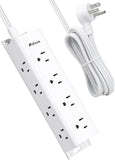 Surge Protector Power Strip 12 Wide Outlets 5FT Flat Plug Wall Mount Extension Cord White