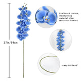 37 In Artificial Orchids Flowers Real Touch Artificial Flowers Faux Orchid Latex Silk 4 Pcs Long Stem Artificial Flowers For Tall Vase For Wedding Home Party Décor(Blue)