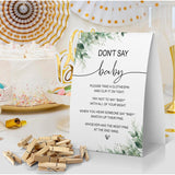Don'T Say Baby Baby Shower Game, Greenery Baby Shower Decoration, Greenery Don'T Say Baby Sign, Fun Baby Shower Games, Clothespins For Baby Shower-Dsba17