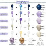 Navy Blue Purple Balloon Arch Double Stuffed, Dark Blue Pastel Lavender White Sand Ivory Balloon Garland Kit With Clear Bobo Metallic Lilac Latex For Baby Shower Wedding Birthday Valentine Party Decor
