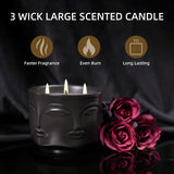 20Oz Large Black Funny Scented Candle For Men – Vanilla & Amber Oud, 3 Wick Non Toxic Soy Candle, Matte Ceramic Jar, Luxury Home Fragrance, Elegant Winter Décor & Premium Valentines Day Gift