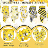 Bee Wired Edge Ribbon 30 Yards 2 Inch Yellow Black Plaid Stripe Ribbon