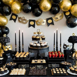 70pcs Black & Metallic Gold 12" Balloons for Graduation, Birthday, Anniversary Party Decor