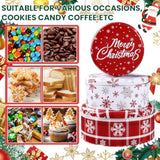 3 Pack Christmas Cookie Tins With Lids Round Christmas Tin Containers With Gift Ribbon Large Medium Small Xmas Metal Nesting Containers Festive Cookie Tins For Gift Giving Holiday Treats