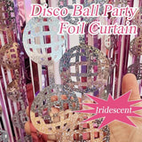 4 Pcs Disco Party Decorations - 2 X Disco Ball Silver Metallic Tinsel Fringe Curtains & 2 X Candy Pink Backdrops For Birthday Supplies Last Rodeo Bachelorette Wedding Disco Decor