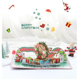 Pop Up Christmas Card 3D Christmas Wreath Greeting Cards With Envelopes