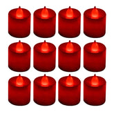 12 Pack Red Flameless Led Tea Lights Candles, Flickering Long Lasting Battery Operated Electronic Fake Candles, Decorations For Wedding, Halloween And Festival Celebration (Red)