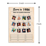 40Th Birthday Party Games, Set Of 2 Activities For 15 Guests, Born In 1986 Games Bundle, Birthday Party Supplies For Adults, Pack Of 30 Cards