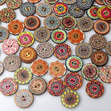 100 Pcs Mixed Color Wood Buttons, Eubags 1 Inch Natural Round Shapes R