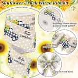 Vintage Wired Edge Ribbon Sunflower Truck Pattern Ribbon Spring Summer