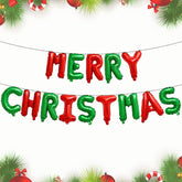 Merry Christmas Letter Balloons Banner, 1 Set Red And Green Merry Christmas Foil Balloon - 16 Inch For Indoor Outdoor Sign Party Decorations Supplies
