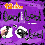 Halloween Ghost BOO Balloons: Black Foil Party Decor (12 Pcs, 26.5x16.5")