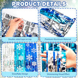 Frozen Birthday Party Decorations 2 Pack Christmas Foil Fringe Curtains 3.3 X 6.6ft Silver Blue Snowflake Tinsel Streamers Photo Backdrop for Christmas Winter Wonderland Decorations