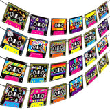 4 Pcs Cassette Tape Banners Retro Radio & Boom Box for 70s-90s Music Party Decor