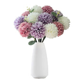 15Pcs Artificial Silk Mums Chrysanthemum Flowers With Faux Eucalyptus Stems, Fake Purple White Fuchsia Pompon Mums For Home Wedding Party Decor (12 Chrysanthemum & 3 Eucalyptus)