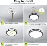 13 Inch Flush Mount Ceiling Light Fixture 2 Pack Dimmable LED Ceiling Lights Black 24W 5 Color Temperature Adjustable 3000K to 6500K for Bathroom Bedroom Hallway Modern Ceiling Lamps