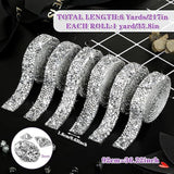 6 Rolls Self Adhesive Rhinestone Ribbons, Sliver Resin Rhinestone Strips, Diamond Crystal Rhinestone Ribbon Roll Stickers Glitter Bling Ribbons For Crafts Fabric Car