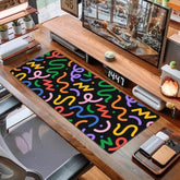 80S 90S Geometric Abstract Mouse Pad Extended Large Gaming Mousepad Xl Big Long Oversized Desk Mat Stitched Edges 31.5 X 11.8 Inch For Home Office