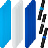 12 Pcs Wrapping Paper Roll Holder Clips Silicone Flip Wraps For Wrapping Paper Silicone Covered Metal Strips Bands For Christmas Holiday Storage Organization (Sky Blue, Dark Blue, White)