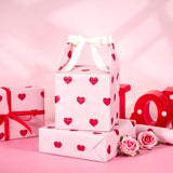 Valentines Wrapping Paper Roll, Pink Red Glitter Heart Design For Romantic Gifts, Wedding, Anniversary, Valentine'S Day, Girls Holiday Party, Mini Roll, 17In X 16.4Ft