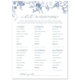 What'S In Your Purse Game, Blue Floral Design, Party Activity, Set Of 24