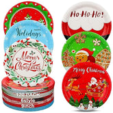 120 Pcs Christmas Plates Paper Dessert Disposable Plates Santa Snowman Christmas Wreath Reindeer Gingerbread Man Design, For Christmas Party Supplies Christmas Decorations, 6 Styles (9 Inch)