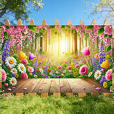 Hello Spring Banner - Wood Deck & Forest Floral Style - 71X43 Inches Polyester - Spring Banners For Outside - Banner For Patio, Garden, Pathway