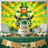 St. Patrick'S Day Banner Happy St. Patrick'S Day Decorations Leprechaun Shamrock Gold Coin For Irish Holiday Party Wall Decor Holiday Photo Background Indoor Outdoor 71X43 Inch